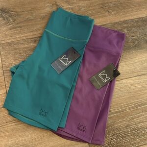 NWT Two Royal Change Biker Shorts 7” Size Small, Violet & Teal, SO Soft 🤩